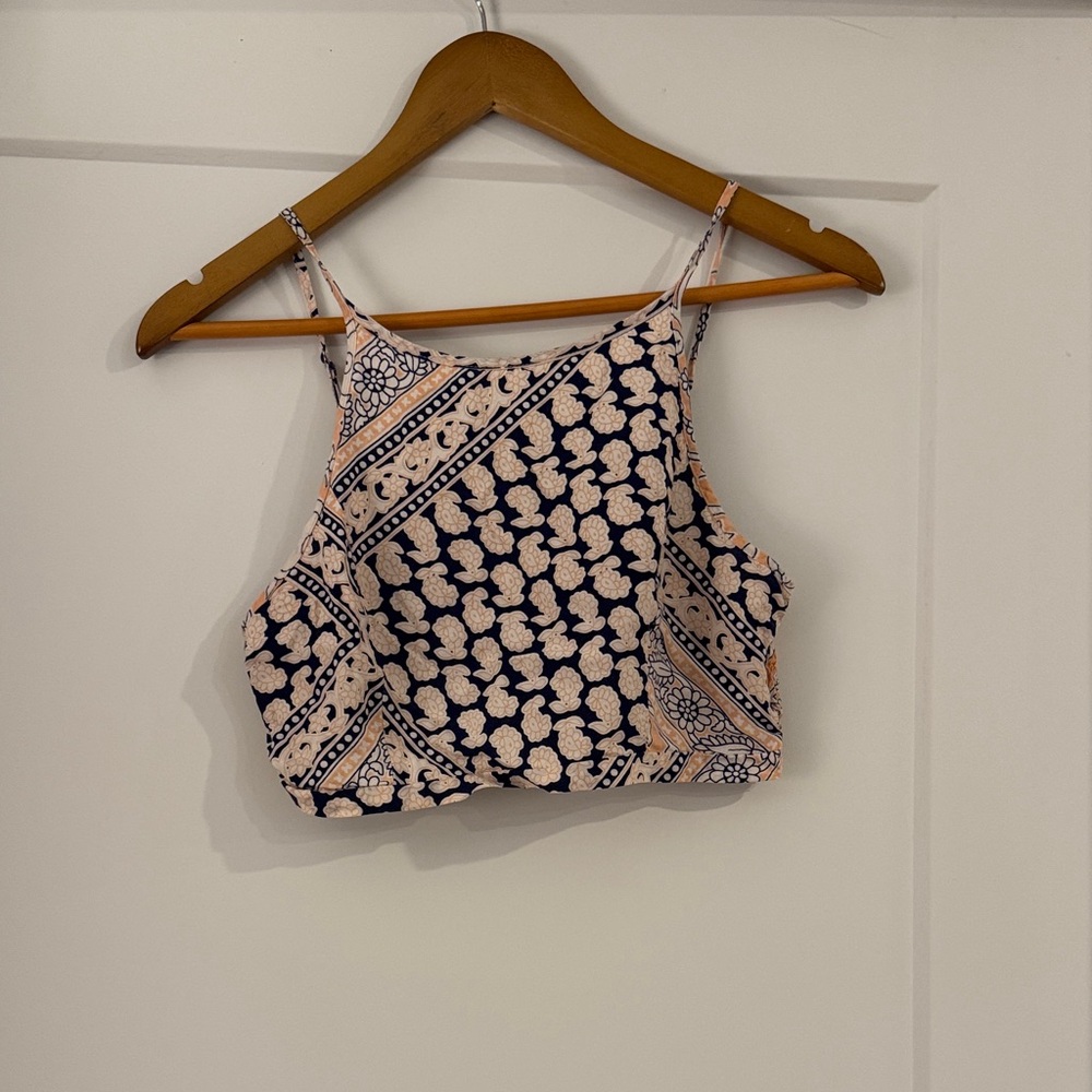L'ATISTE Navy and Cream Crop Top